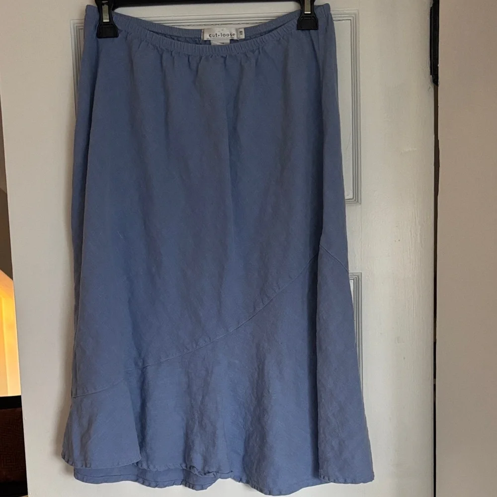 Cut Loose 100% Linen A-Line Skirt in Soft Blue - Picture 1 of 3